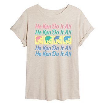 Juniors' Barbie He Ken Do It All Oversized Graphic Tee