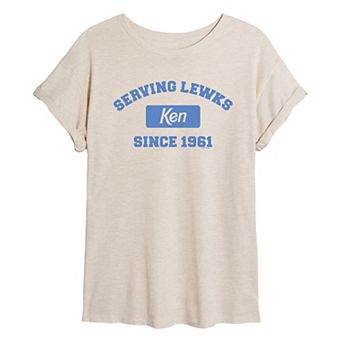 Juniors' Barbie Ken Serving Lewks Oversized Graphic Tee