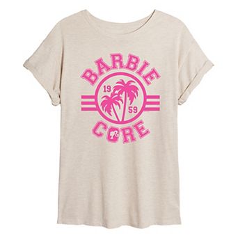 Juniors' Barbie Core Collegiate Oversized Graphic Tee