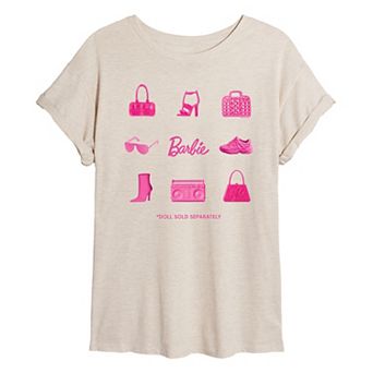 Juniors' Barbie Doll Sold Separately Oversized Graphic Tee