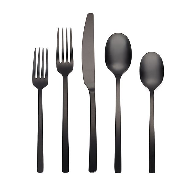 Cambridge Beacon Gold Mirror 20-pc. Flatware Set - Black Satin