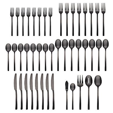 Cambridge Beacon Black Satin 45-pc. Flatware Set