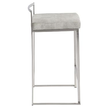 Set of 2 Light Gray and Silver Stacker Counter Stool - 31"