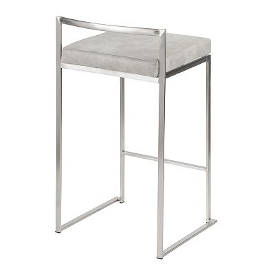 Set of 2 Light Gray and Silver Stacker Counter Stool - 31"