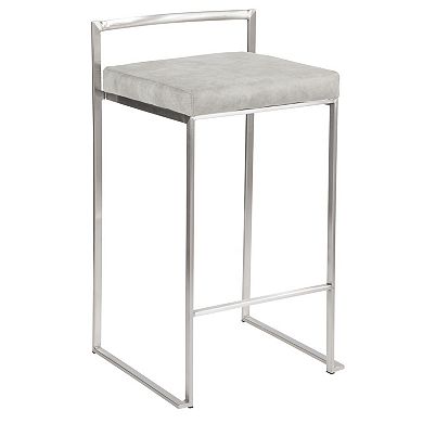 Set of 2 Light Gray and Silver Stacker Counter Stool - 31"