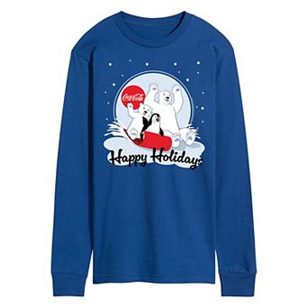 Men's CocaCola Happy Holiday Sled Long Sleeve Graphic Tee