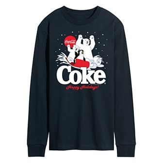 Men's CocaCoal Happy Holidays Sledding Long Sleeve Graphic Tee