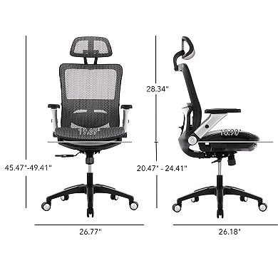 Executive Mesh Back Office Chair with Footrest, Desk Chair with Adjustable Headrest and 4D Armrests