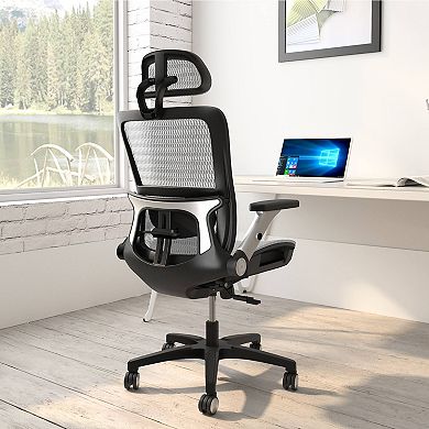 Executive Mesh Back Office Chair with Footrest, Desk Chair with Adjustable Headrest and 4D Armrests