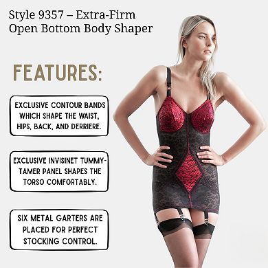 Extra Firm Open Bottom Body Briefer with Garters