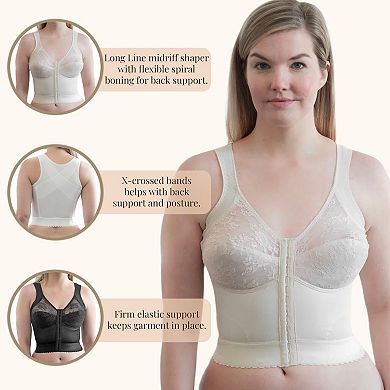 Front Closure Back Support Wireless Longline Bra