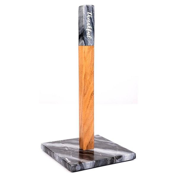 Premium Kitchen Countertop Marble Paper Towel Holder, Grey Thankful