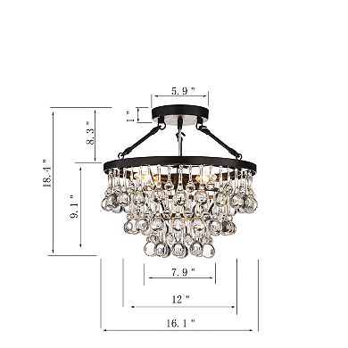 Greenville Signature 5-Light Crystal Semi Flush Mount