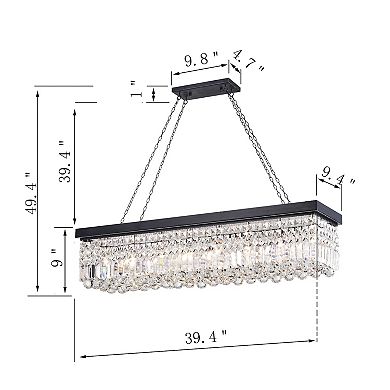 Greenville Signature 8-Light Rectangular Crystal Chandelier for Dining/Living Room, Kitchen Island