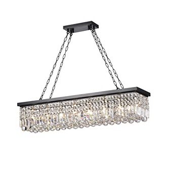 Greenville Signature 8-Light Rectangular Crystal Chandelier for Dining/Living Room, Kitchen Island