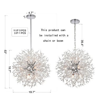 Greenville Signature 9-Light Sputnik Globe Chandelier for Dining/Living Room, Bedroom