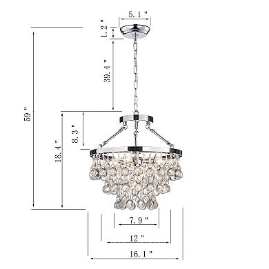 Greenville Signature 5-Light Crystal Tiered Chandelier for Dining/Living Room, Bedroom, Entryway, Office
