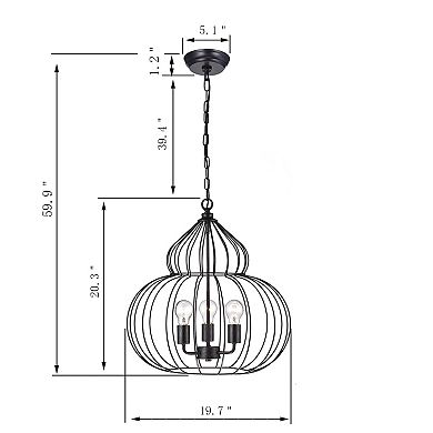 Greenville Signature 3-Light Gourd-Shape Globe Chandelier for Living/Dining Room, Bedroom, Entryway