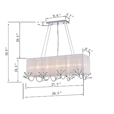 Greenville Signature 5-Light Rectangle Chandelier for Dining/Living Room, Bedroom, Entryway, Office
