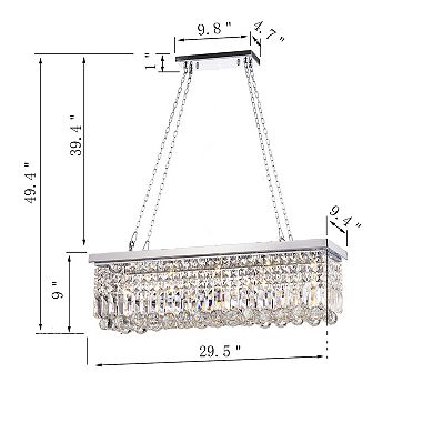 Greenville Signature 5-Light Rectangular Crystal Chandelier for Dining/Living Room, Kitchen Island