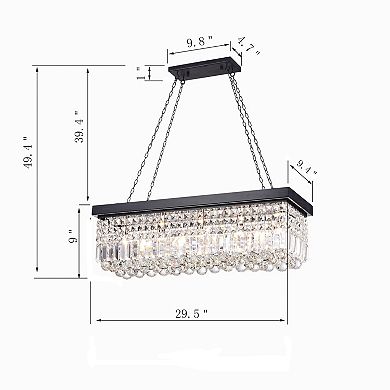 Greenville Signature 5-Light Rectangular Crystal Chandelier for Dining/Living Room, Kitchen Island