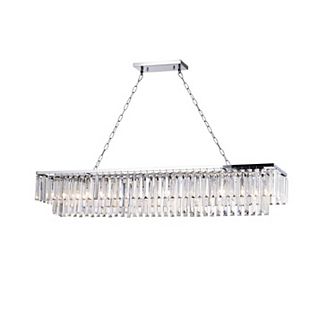 Greenville Signature 8-Light Rectangular Crystal Chandelier for Dining Room, Kitchen Island