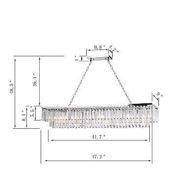 Greenville Signature 8-Light Rectangular Crystal Chandelier for Dining Room, Kitchen Island