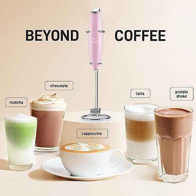 Zulay Kitchen High Powered Double Whisk Milk Frother Handheld Mixer with Improved Motor