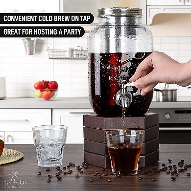 1 Gallon Cold Brew Coffee Maker with Extra Thick Glass Carafe & Stainless Steel Mesh Filter