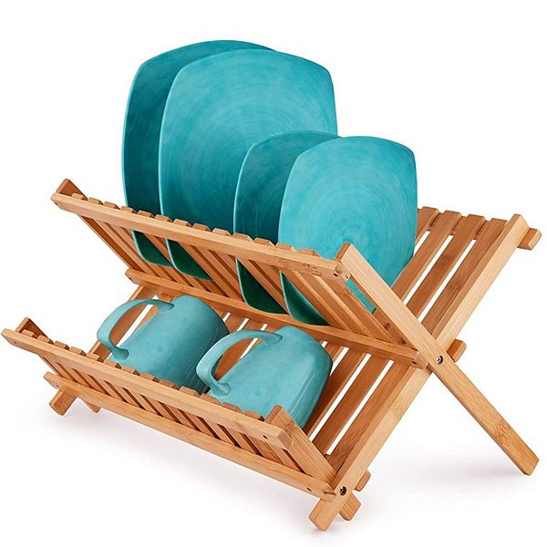 Zulay Kitchen 2Tier Foldable Dish Drying Rack Organizer For Countertop