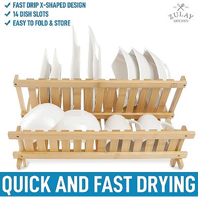 Zulay Kitchen 2-Tier Foldable Dish Drying Rack Organizer For Countertop