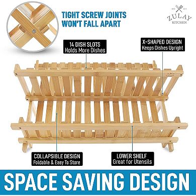 Zulay Kitchen 2-Tier Foldable Dish Drying Rack Organizer For Countertop