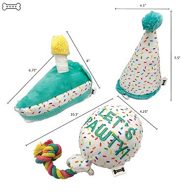 Woof Birthday 3-pack Dog Toy