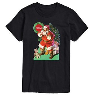 Men's CocaCola Vintage Santa With Dog Tee
