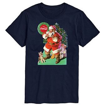 Men's CocaCola Vintage Santa With Dog Tee
