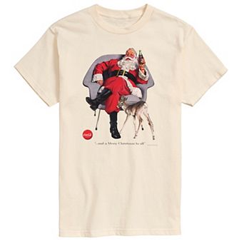 Men's CocaCola Sitting Santa With Deer Tee