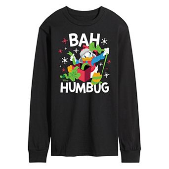 Disney's Mickey Mouse & Friends Donald Duck Men's Bah Humbug Long Sleeve Graphic Tee