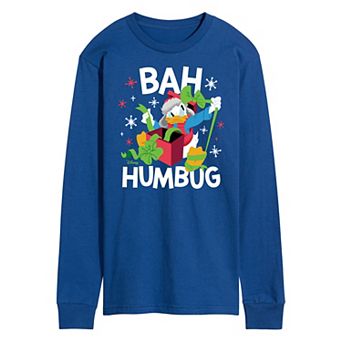 Disney's Mickey Mouse & Friends Donald Duck Men's Bah Humbug Long Sleeve Graphic Tee