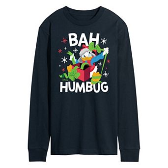 Disney's Mickey Mouse & Friends Donald Duck Men's Bah Humbug Long Sleeve Graphic Tee