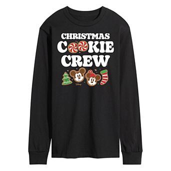 Disney's Mickey & Minnie Mouse Men's Christmas Cookie Crew Long Sleeve Graphic Tee