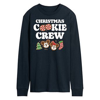 Disney's Mickey & Minnie Mouse Men's Christmas Cookie Crew Long Sleeve Graphic Tee