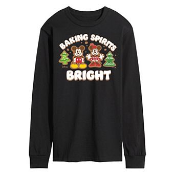 Disney's Mickey & Minnie Mouse Men's Baking Spirits Bright Long Sleeve Graphic Tee