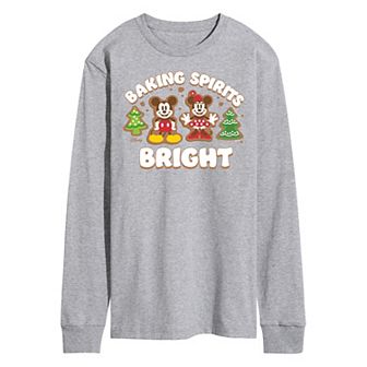 Disney's Mickey & Minnie Mouse Men's Baking Spirits Bright Long Sleeve Graphic Tee
