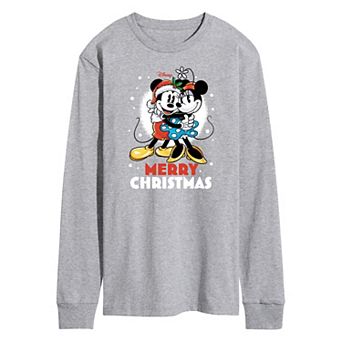 Disney's Mickey & Minnie Mouse Men's Merry Christmas Long Sleeve Graphic Tee