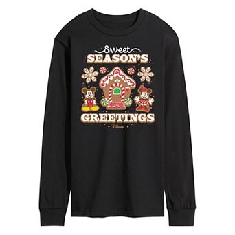 Disney's Mickey & Minnie Mouse Men's Sweet Seasons Greetings Long Sleeved Graphic Tee