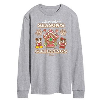 Disney's Mickey & Minnie Mouse Men's Sweet Seasons Greetings Long Sleeved Graphic Tee