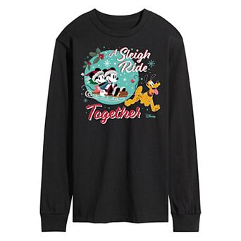 Disney's Mickey & Minnie Mouse Men's Sleigh Ride Together Long Sleeved Graphic Tee