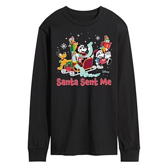 Disney's Mickey Mouse & Friends Men's Santa Sent Me Long Sleeve Graphic Tee