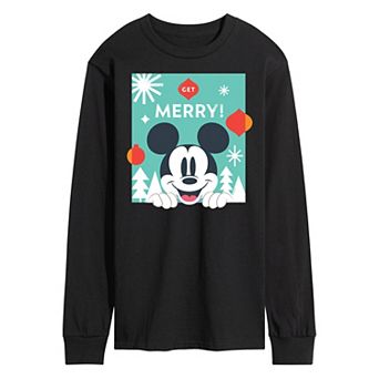 Disney's Men's Mickey Mouse Get Merry Long-sleeved Tee