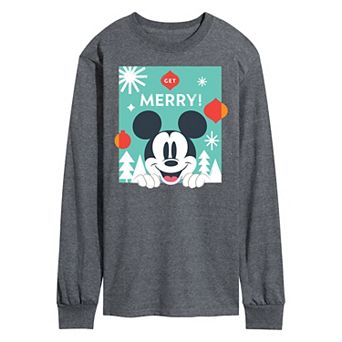 Disney's Men's Mickey Mouse Get Merry Long-sleeved Tee